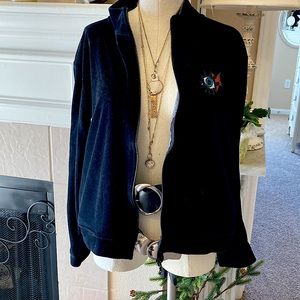 Woman’s comfy velour zip up